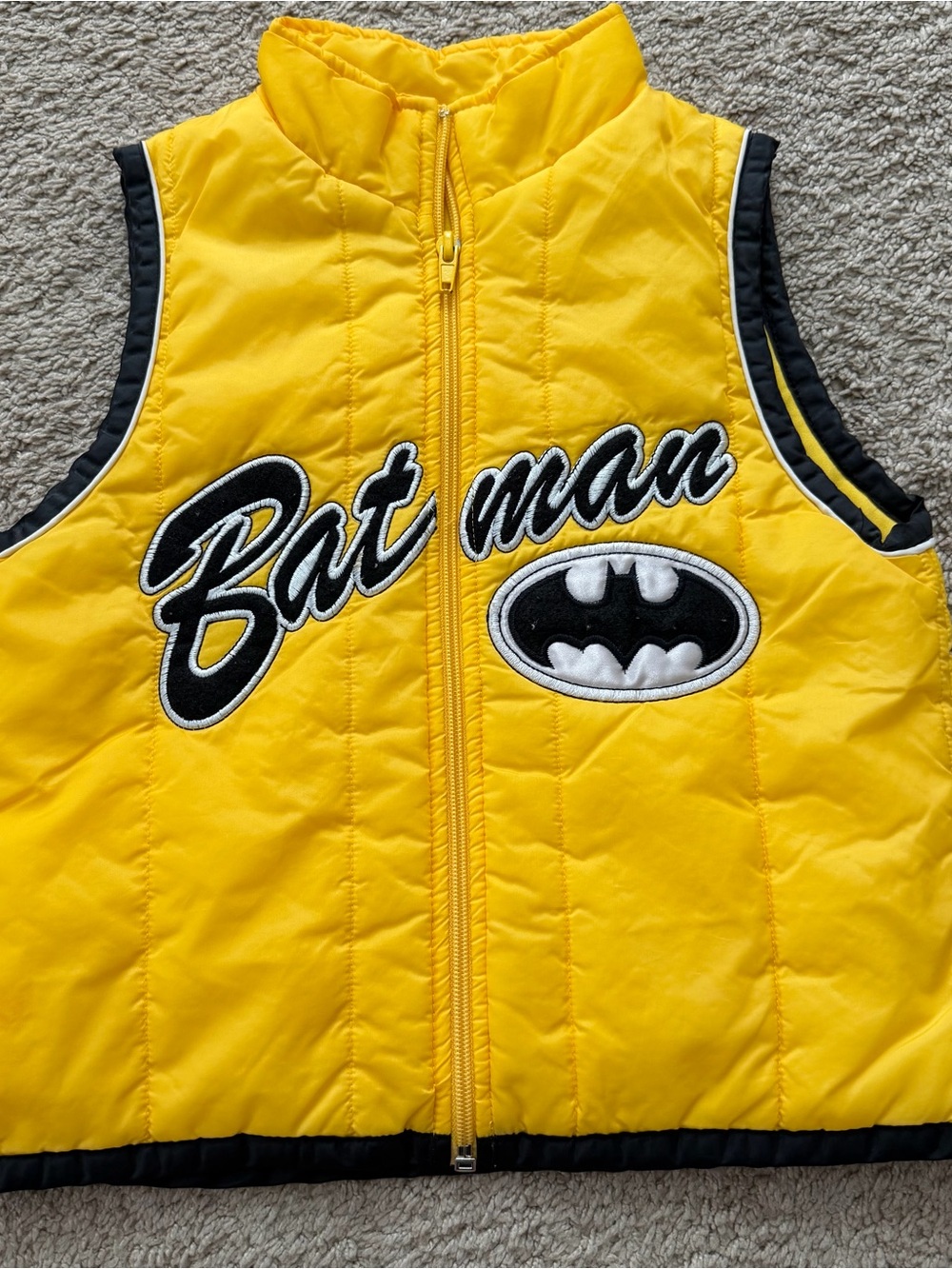 Batman DC Comic Youth Boys Puffer Vest Full Zip Size 3T Sleeveless Toddler